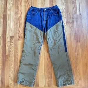 Field & Stream Flannel Lined Denim Canvas Work Pants 34x32 Two Tone Outdoor